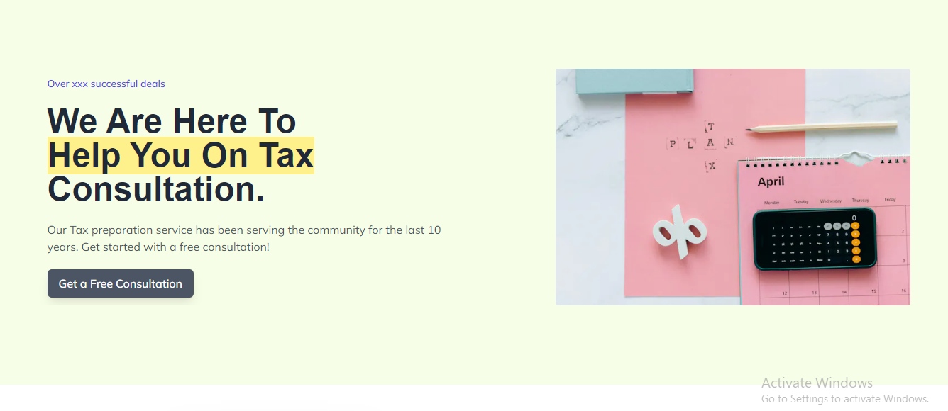 Tax consultancy (Client's Website)